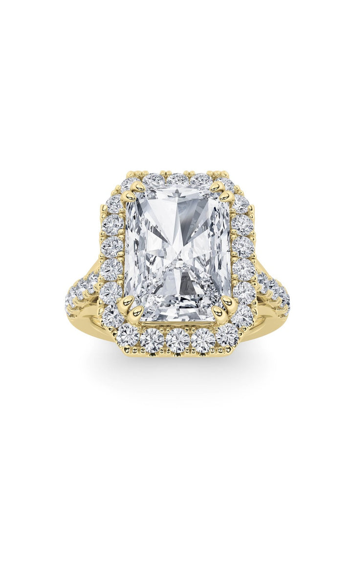6Cttw Radiant Shaped Lab Grown Diamond (G/VS) BoldAccented Engagement Ring in 14K Gold