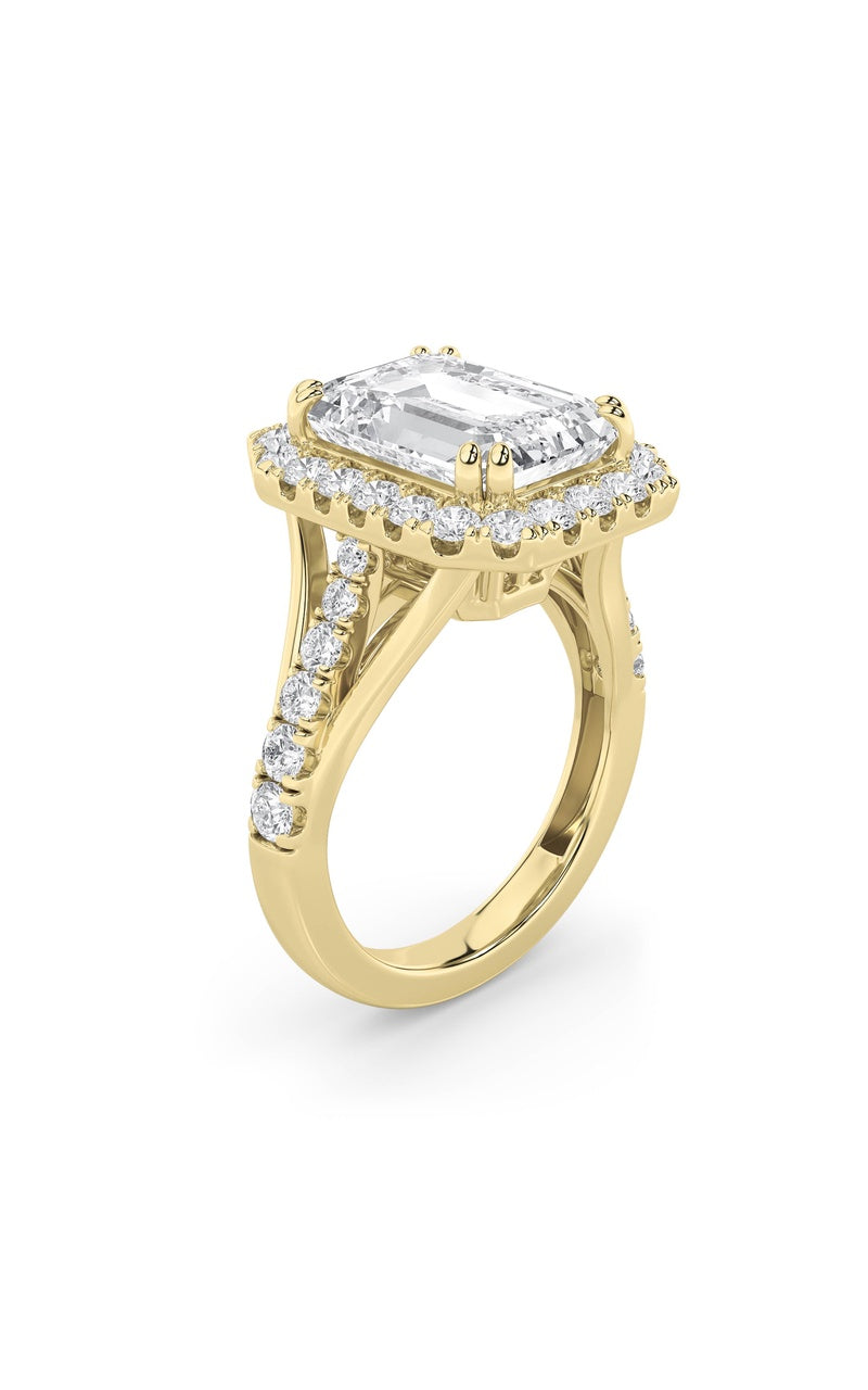6CTW Radiant Shaped Lab Grown Diamond (G/VS) Bold Accented Engagement Ring in 14K Gold