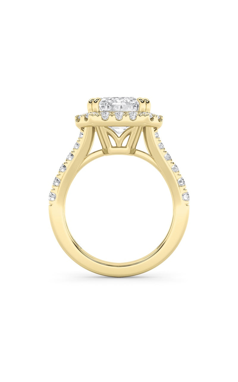 6Cttw Radiant Shaped Lab Grown Diamond (G/VS) BoldAccented Engagement Ring in 14K Gold