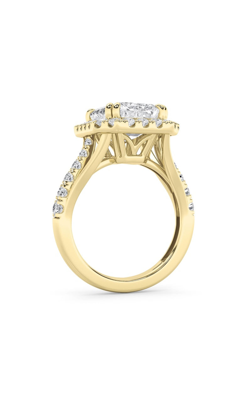 6CTW Radiant Shaped Lab Grown Diamond (G/VS) Bold Accented Engagement Ring in 14K Gold