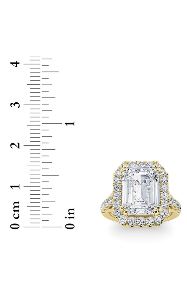 6Cttw Radiant Shaped Lab Grown Diamond (G/VS) BoldAccented Engagement Ring in 14K Gold