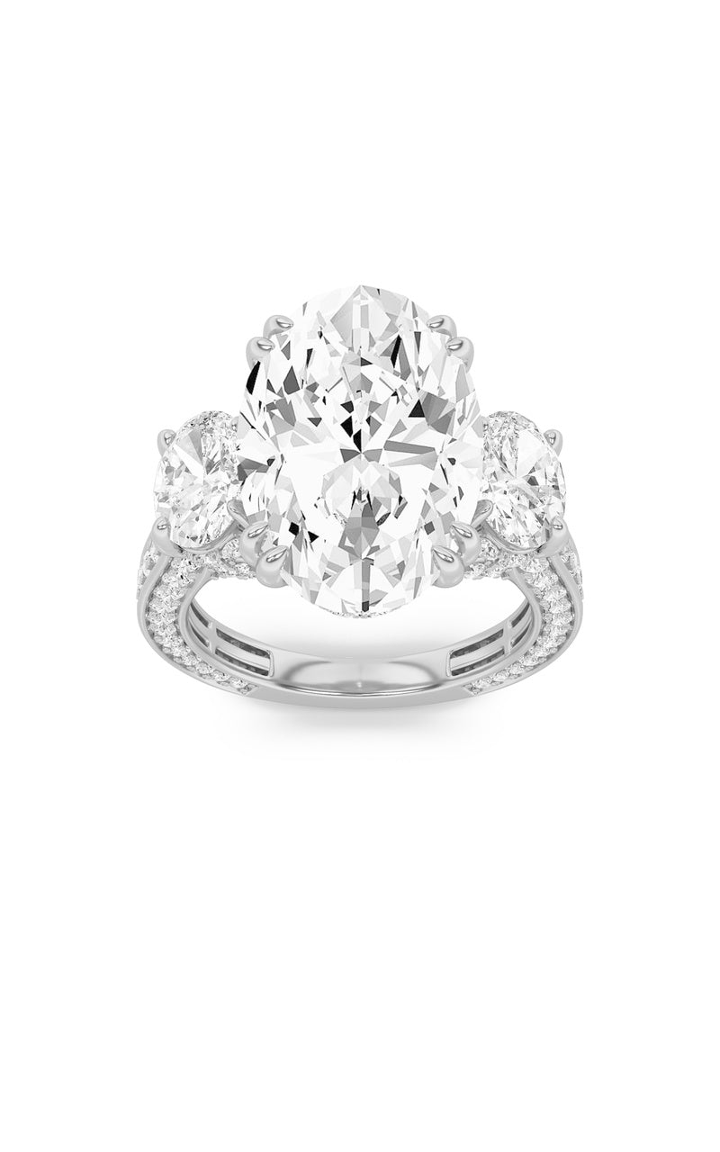 9CTW Oval Shaped Lab Grown Diamond (F/VS) Bold Statement Accented Ring in 14K Gold