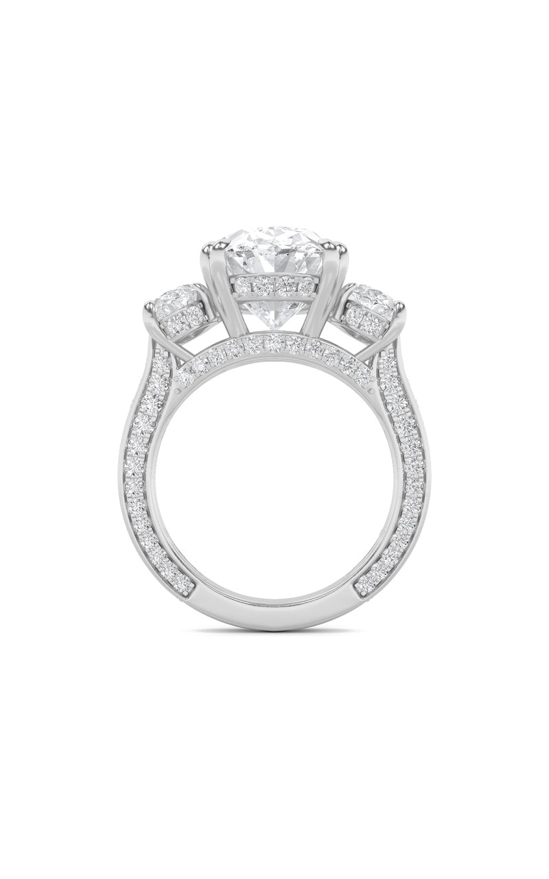 9CTW Oval Shaped Lab Grown Diamond (F/VS) Bold Statement Accented Ring in 14K Gold