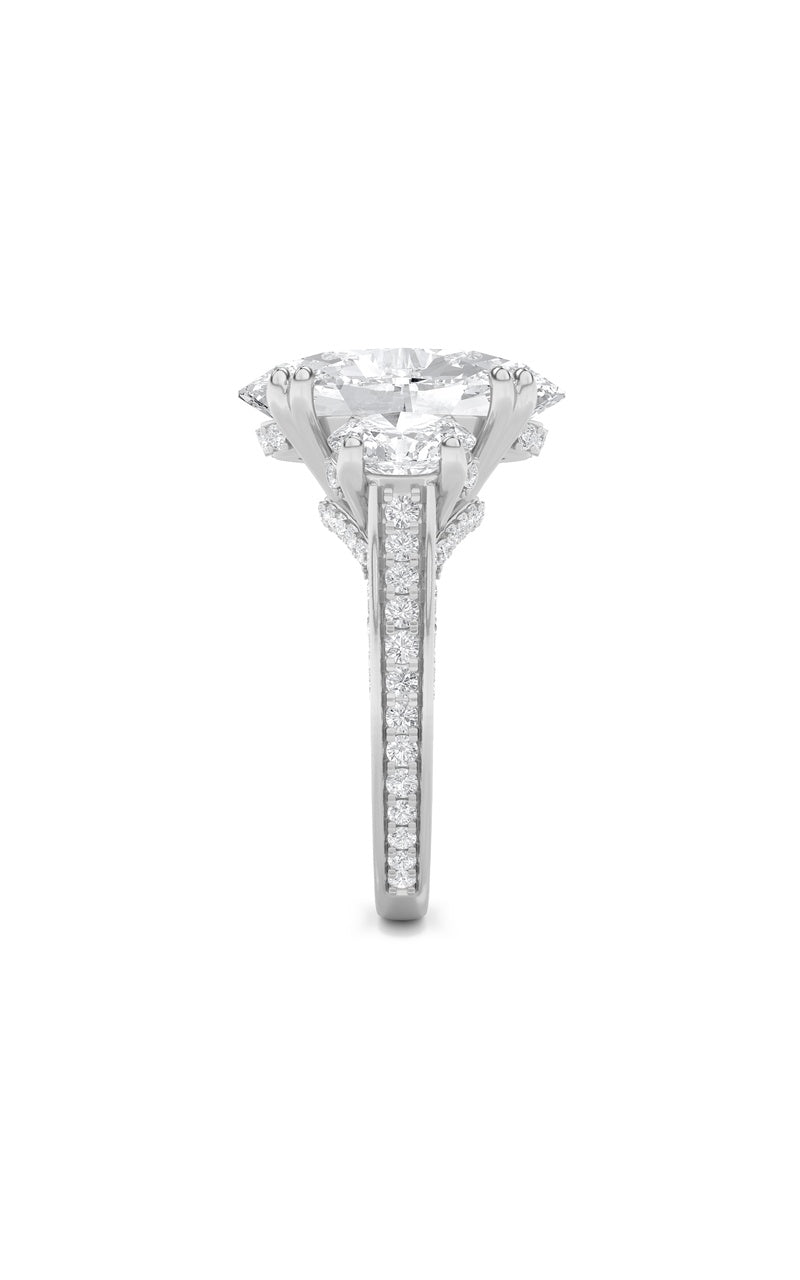 9CTW Oval Shaped Lab Grown Diamond (F/VS) Bold Statement Accented Ring in 14K Gold