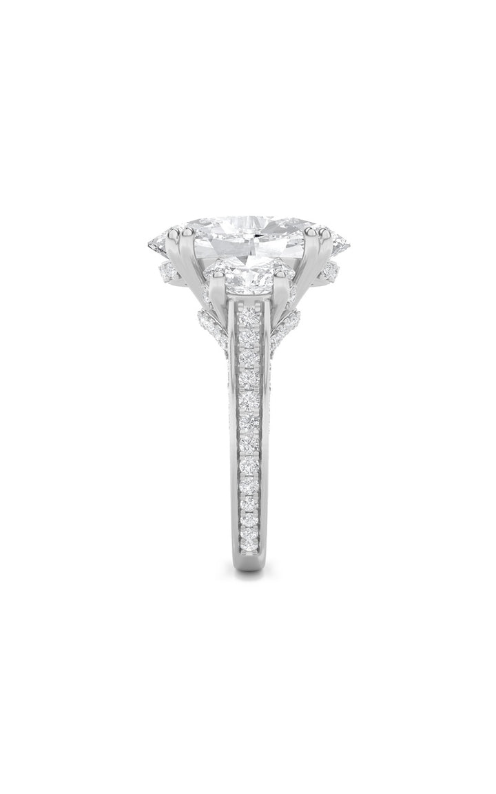 9CTW Oval Shaped Lab Grown Diamond (F/VS) Bold Statement Accented Ring in 14K Gold
