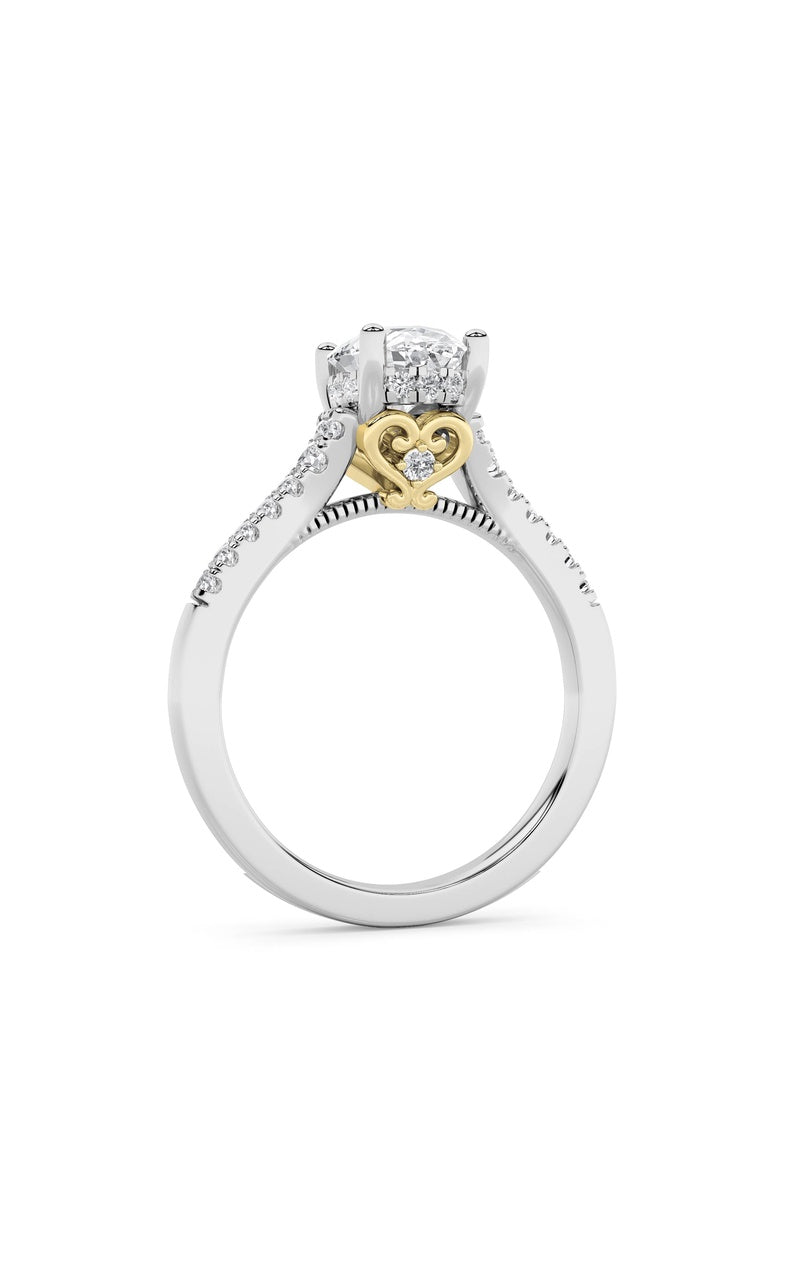 1.5CTW Oval Shaped Lab Grown Diamond (G/VS) Accented Engagement Ring in 14K White Gold
