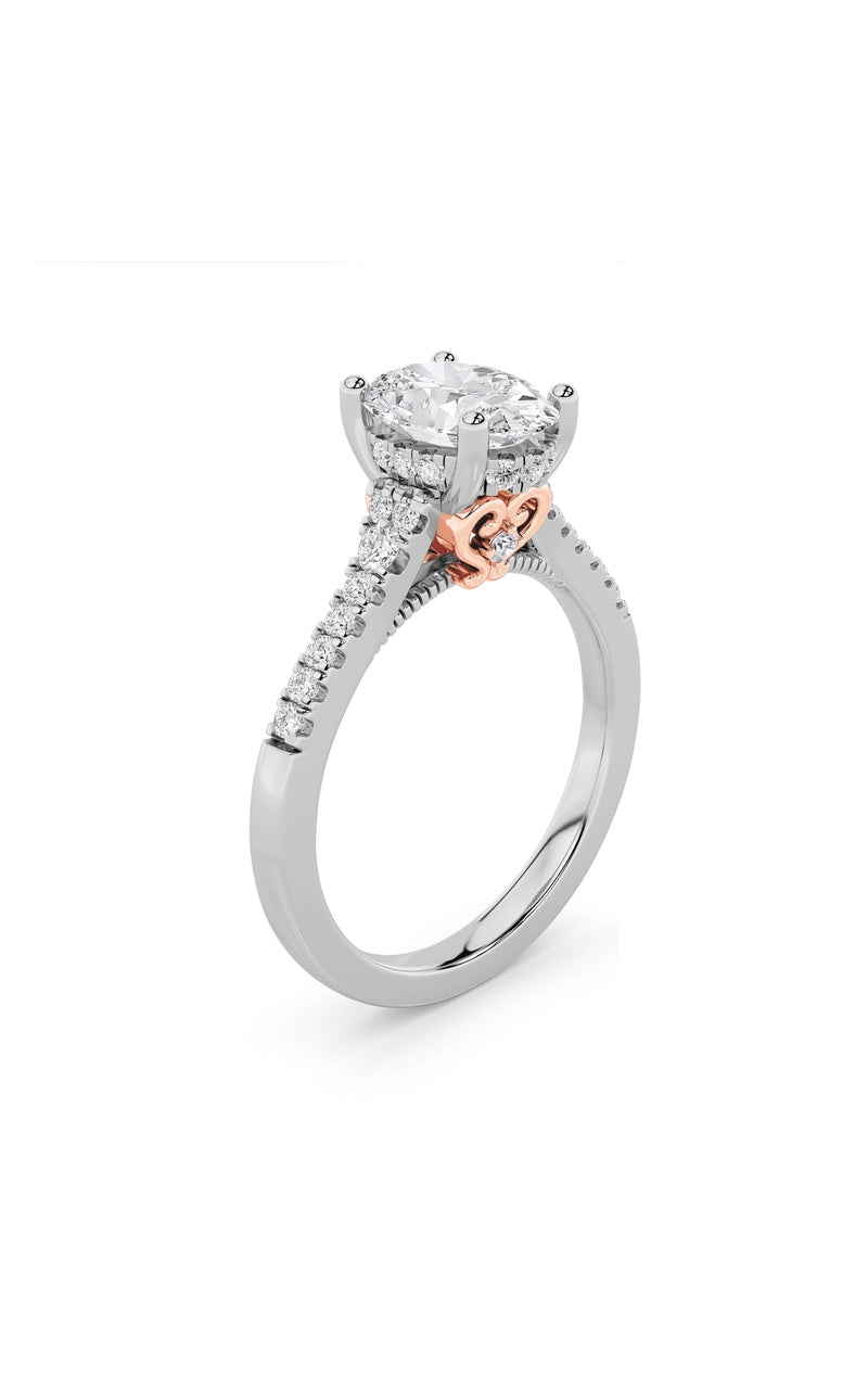1.5Cttw Oval Shaped Lab Grown Diamond (G/VS) Accented Engagement Ring in 14K White Gold