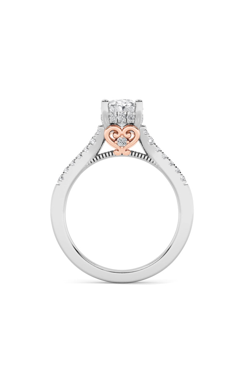 1.5Cttw Oval Shaped Lab Grown Diamond (G/VS) Accented Engagement Ring in 14K White Gold