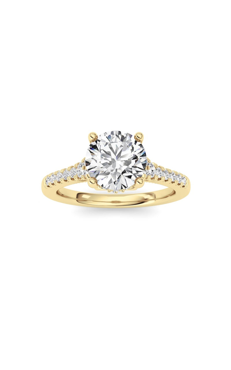 1.5Cttw Round Shaped Lab Grown Diamond (F/VS) Accented Two Tone Engagement Ring in 14K Gold
