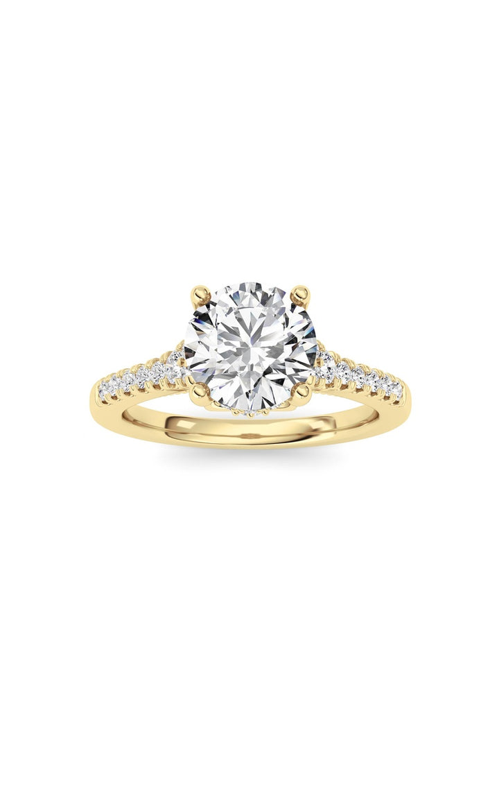 1.5Cttw Round Shaped Lab Grown Diamond (F/VS) Accented Two Tone Engagement Ring in 14K Gold