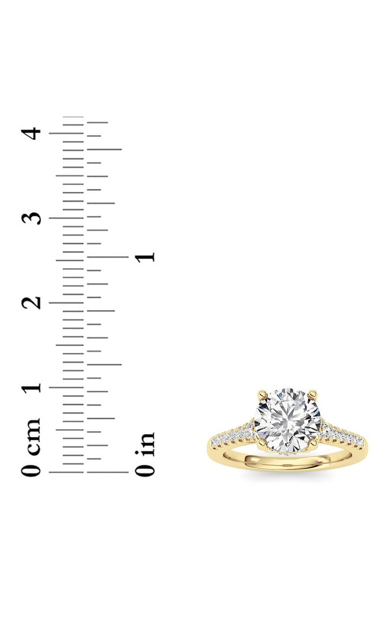 1.5Cttw Round Shaped Lab Grown Diamond (F/VS) Accented Two Tone Engagement Ring in 14K Gold