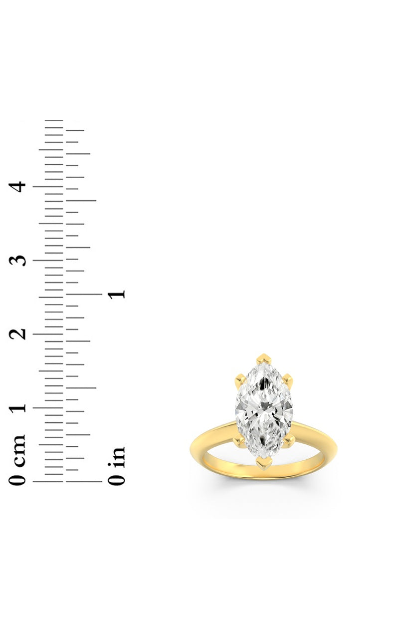 3CTW Marquise Shaped Lab Grown Diamond (F/VS) Knife Edge Shank Solitaire Engagement Ring in 14K Gold