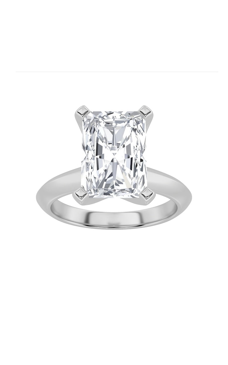 2CTW Radiant Shaped Lab Grown Diamond (F/VS) Knife Edge Shank Solitaire Engagement Ring in 14K Gold