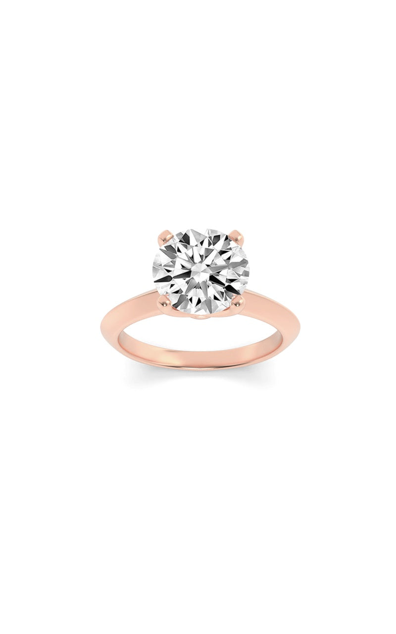 2CTW Round Shaped Lab Grown Diamond (F/VS) Knife Edge Shank Solitaire Engagement Ring in 14K Gold