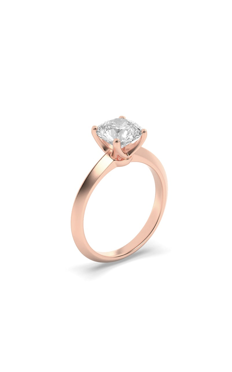 2Cttw Round Shaped Lab Grown Diamond (F/VS) KnifeEdge Shank Solitaire Engagement Ring in 14K Gold