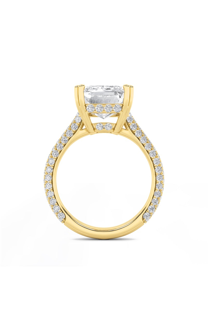 8Cttw Emerald Shaped Lab Grown Diamond (F/VS) BoldAccented Engagement Ring in 14K Gold
