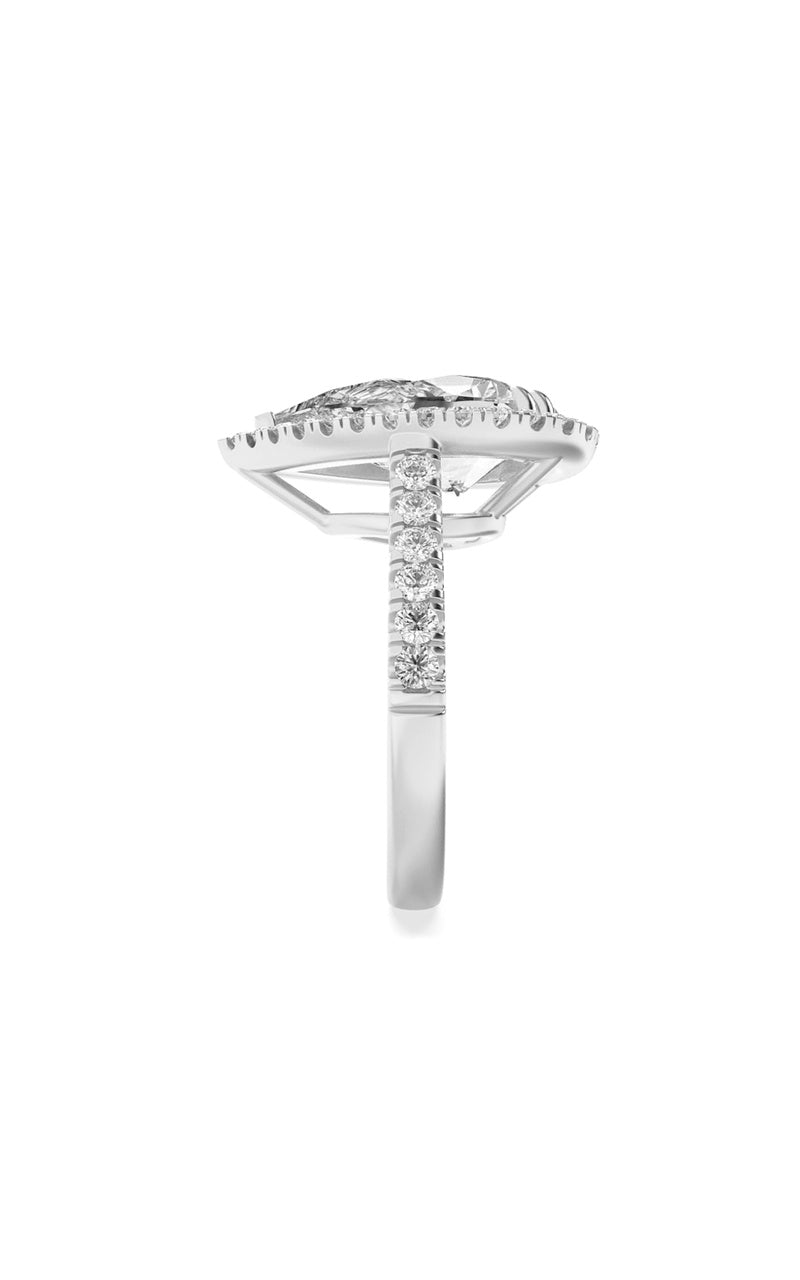 6.25CTW Pear Shaped Lab Grown Diamond (F/VS) Bold Accented Engagement Ring in 14K Gold