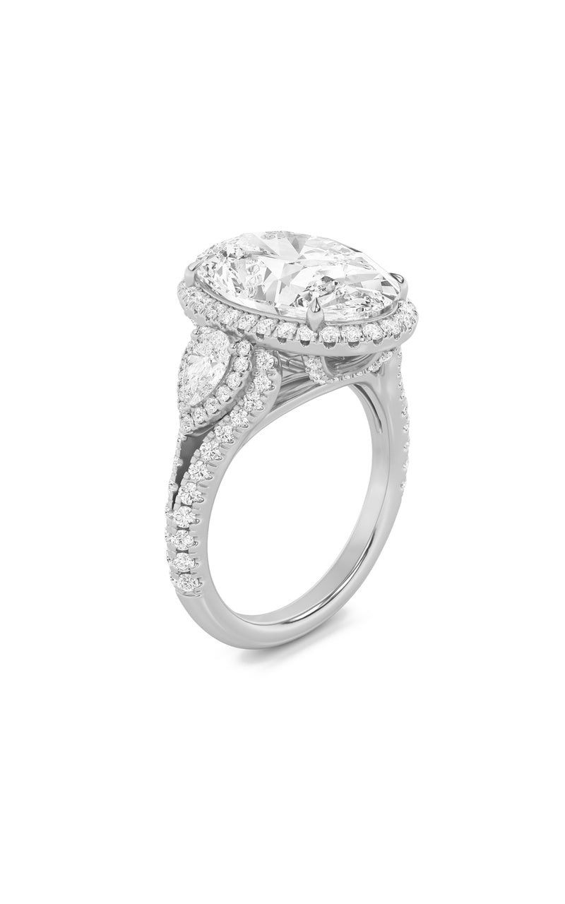 7.25Cttw Oval Shaped Lab Grown Diamond (F/VS) BoldAccented Engagement Ring in 14K Gold
