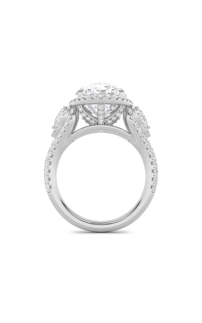 7.25CTW Oval Shaped Lab Grown Diamond (F/VS) Bold Accented Engagement Ring in 14K Gold