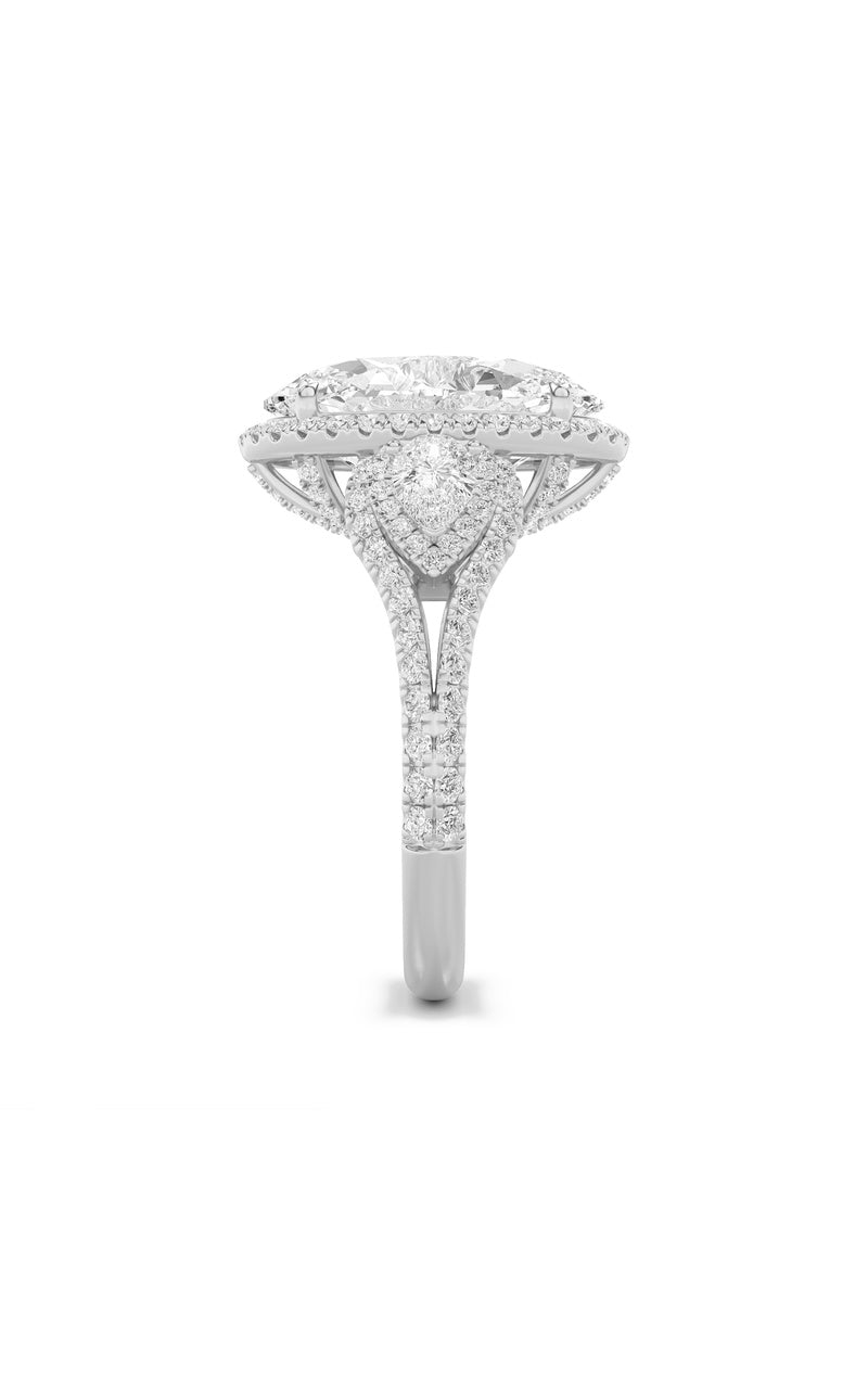 7.25CTW Oval Shaped Lab Grown Diamond (F/VS) Bold Accented Engagement Ring in 14K Gold