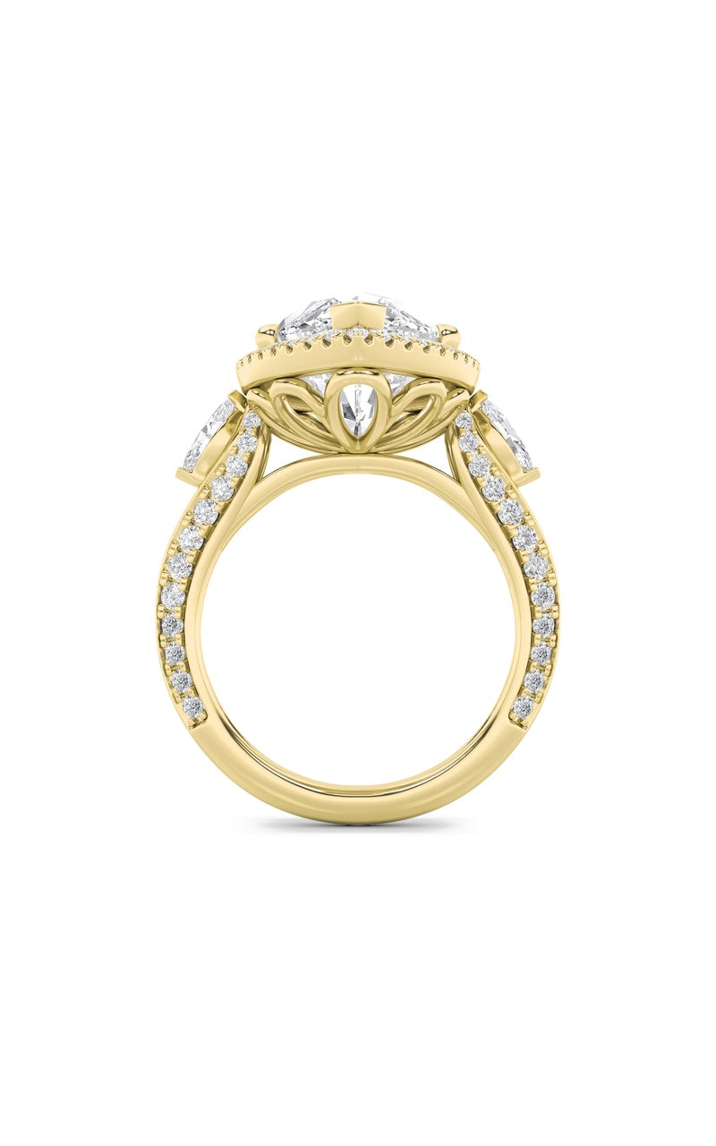 9Cttw Marquise Shaped Lab Grown Diamond (F/VS) Bold Statement Accented  Ring in 14K Gold
