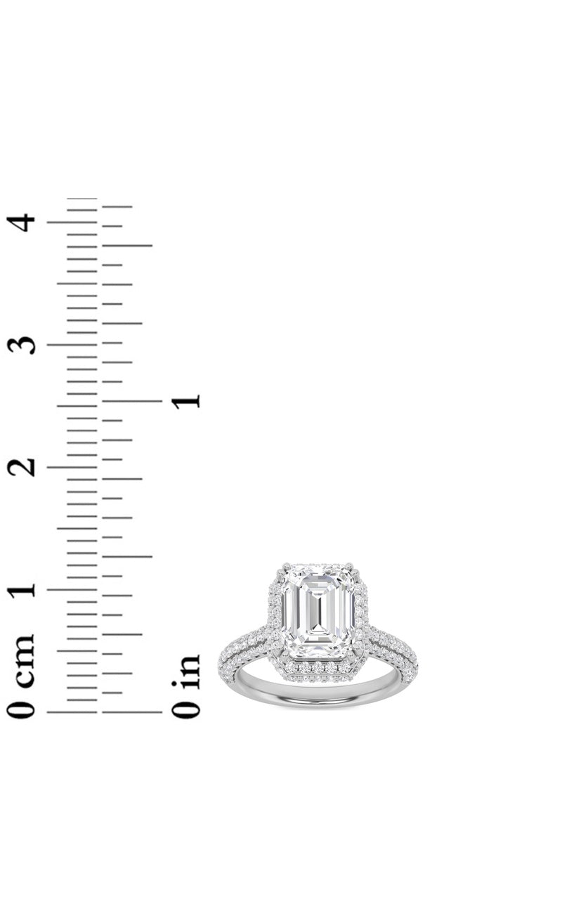 3CTW Radiant Shaped Lab Grown Diamond (F/VS) Halo Accented Engagement Ring in 14K Gold