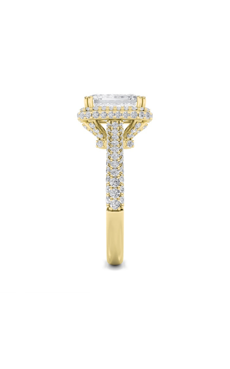 3CTW Radiant Shaped Lab Grown Diamond (F/VS) Halo Accented Engagement Ring in 14K Gold