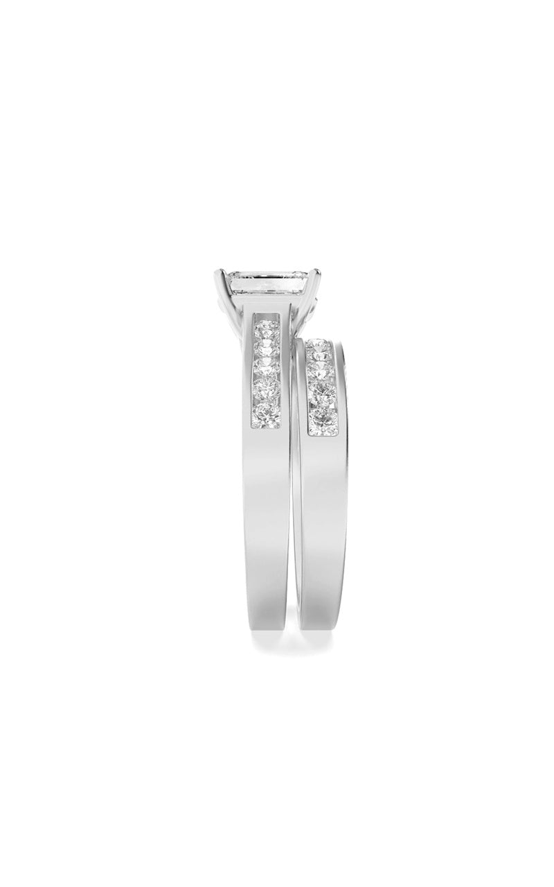 2Cttw Emerald Shaped Lab Grown Diamond (F/VS) Channel Set Bridal Engagement Ring in 14K Gold
