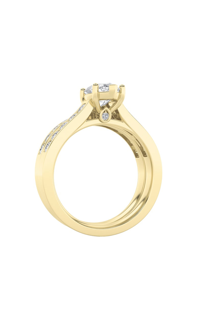 2Cttw Marquise Shaped Lab Grown Diamond (F/VS) Channel Set Bridal Engagement Ring in 14K Gold