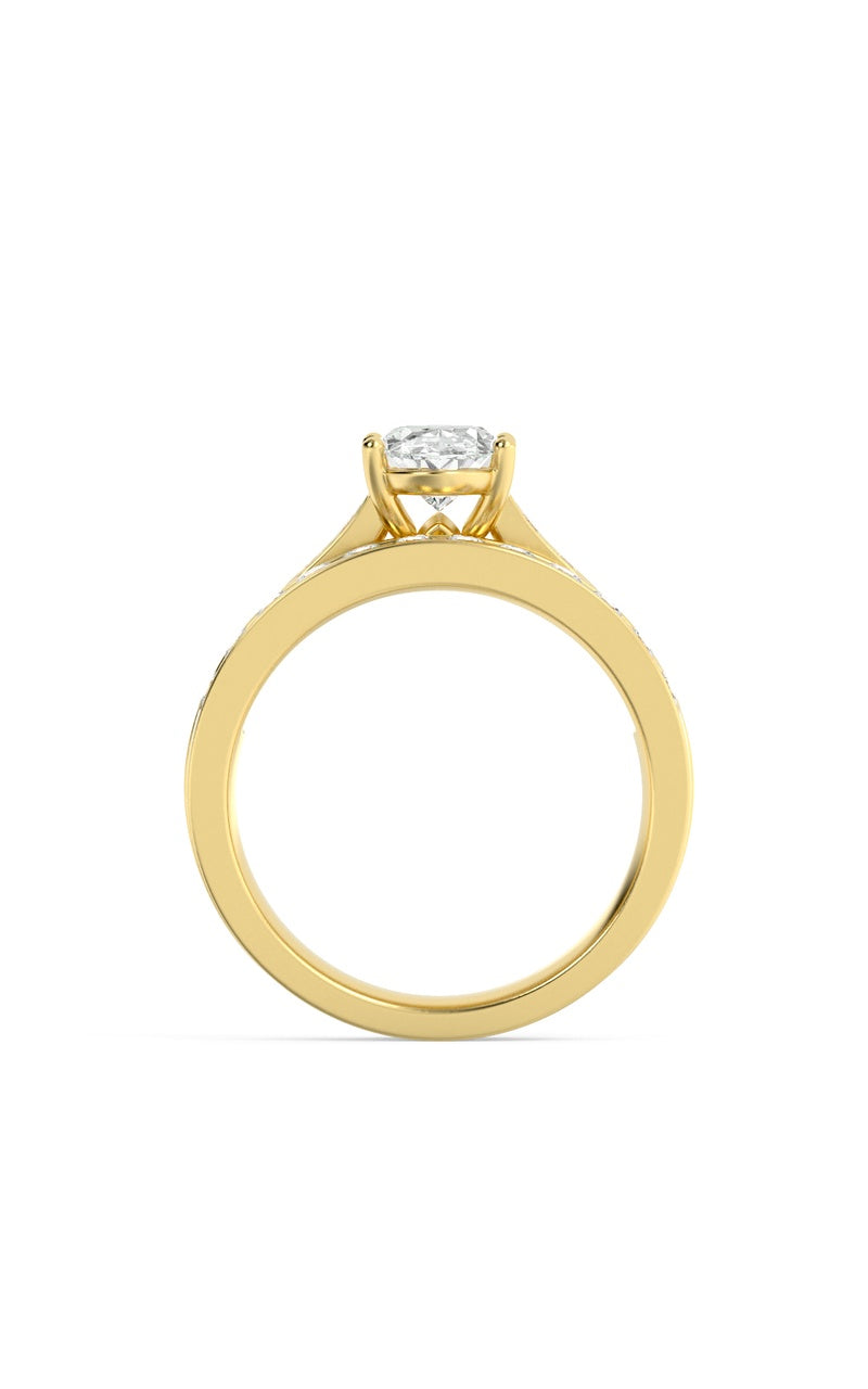 2CTW Oval Shaped Lab Grown Diamond (G/VS) Channel Set Bridal Engagement Ring in 10K Gold
