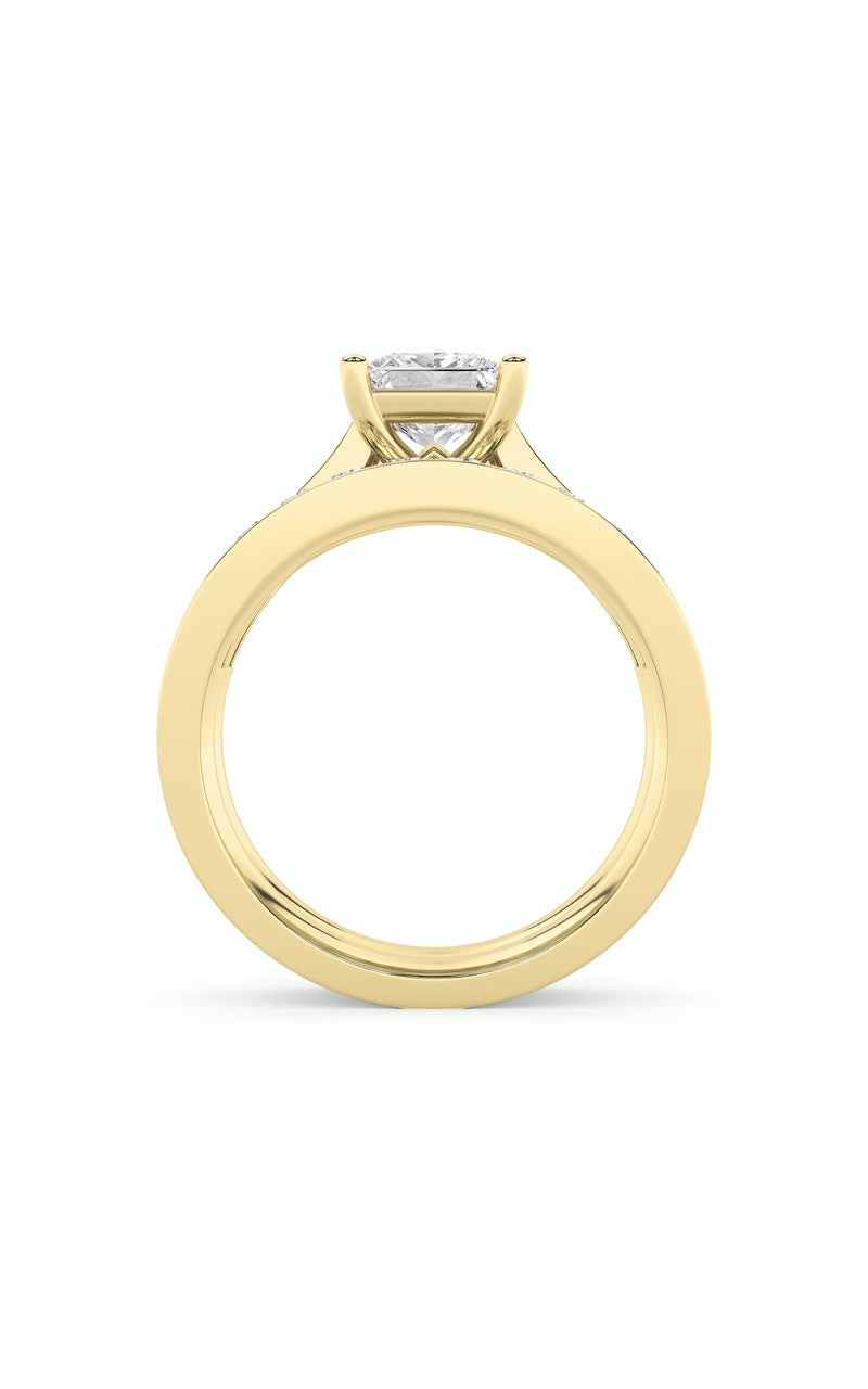 2CTW Princess Shaped Lab Grown Diamond (F/VS) Channel Set Bridal Engagement Ring in 14K Gold