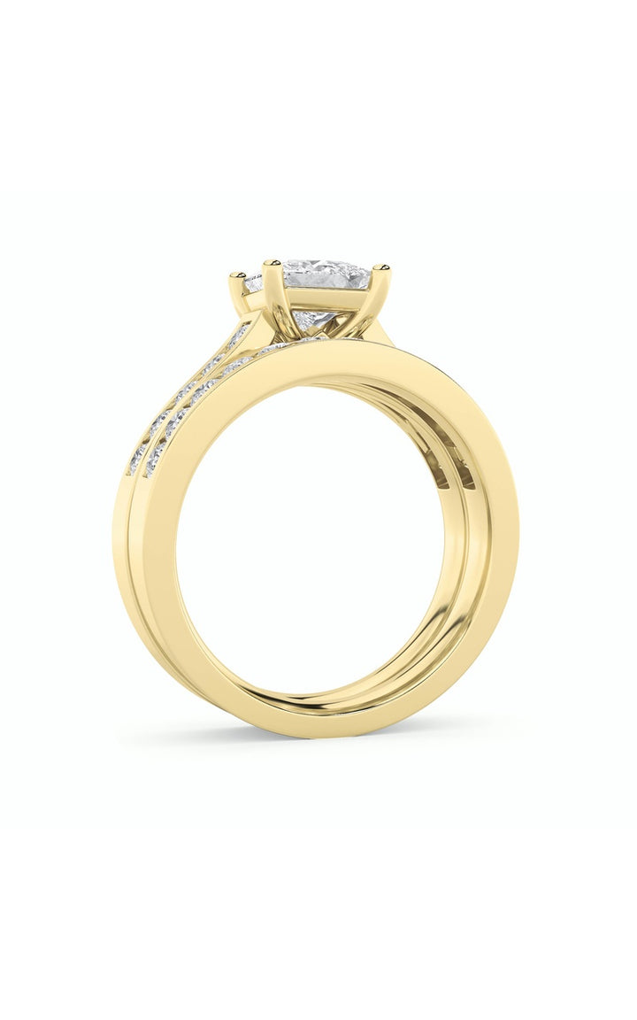 2CTW Princess Shaped Lab Grown Diamond (F/VS) Channel Set Bridal Engagement Ring in 14K Gold