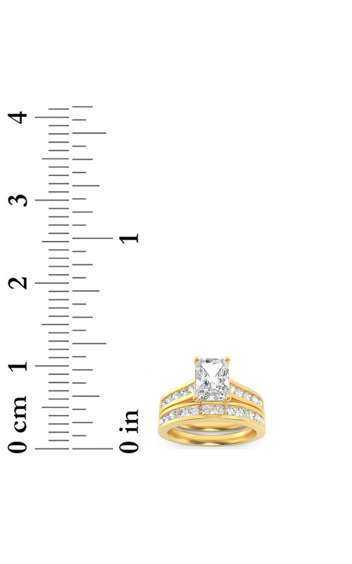 2CTW Radiant Shaped Lab Grown Diamond (G/VS) Channel Set Bridal Engagement Ring in 10K Gold