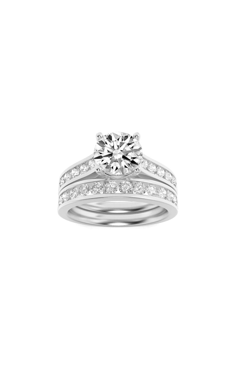 2CTW Round Shaped Lab Grown Diamond (F/VS) Channel Set Bridal Engagement Ring in 14K Gold