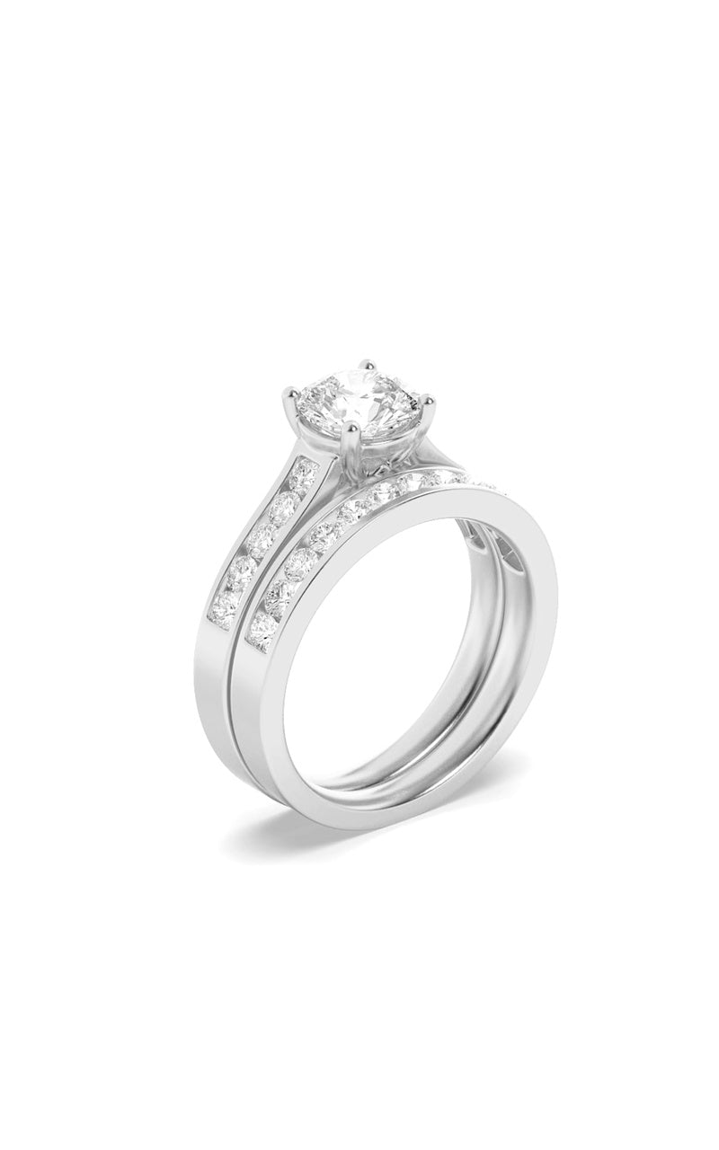 2CTW Round Shaped Lab Grown Diamond (F/VS) Channel Set Bridal Engagement Ring in 14K Gold
