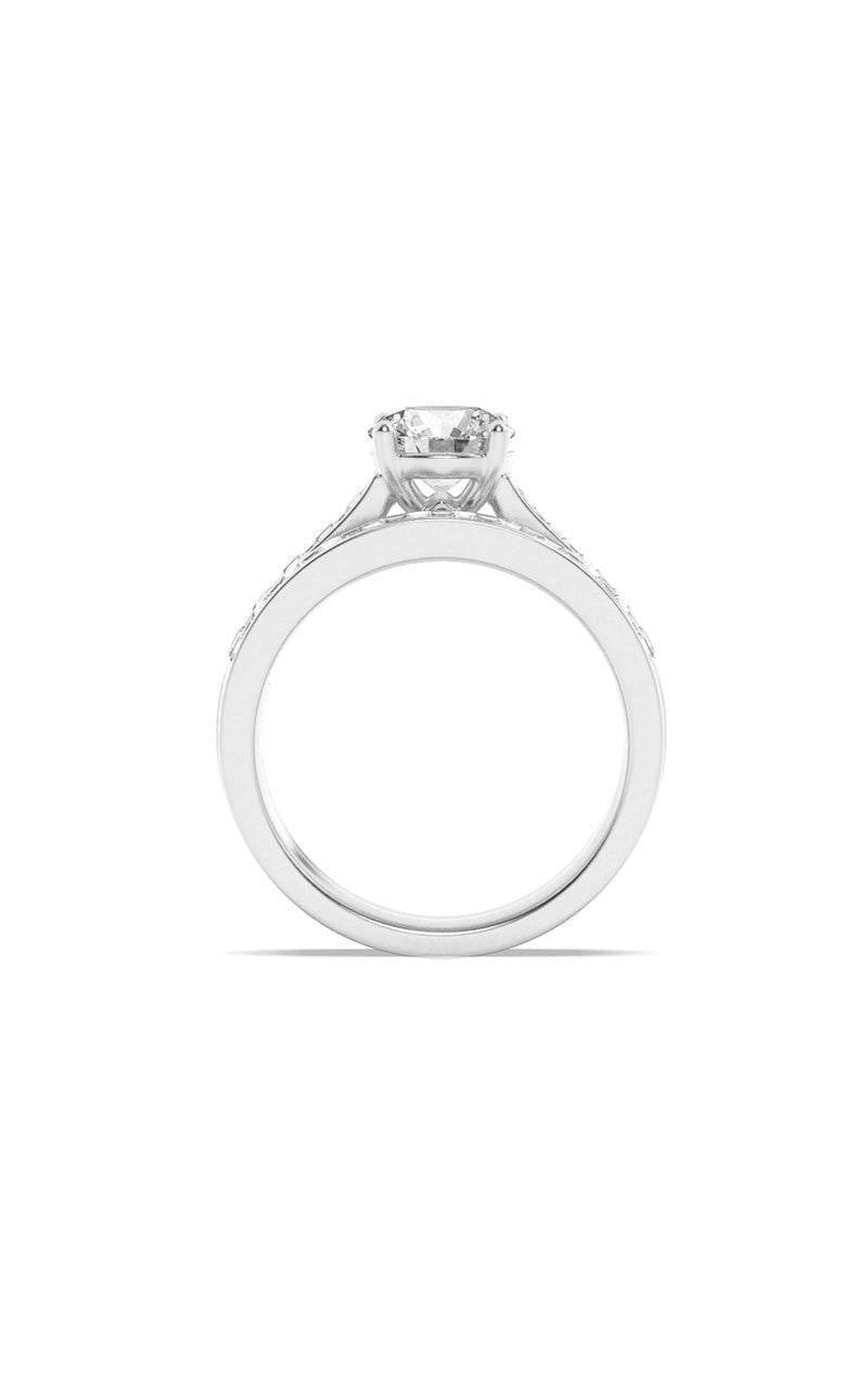 2Cttw Round Shaped Lab Grown Diamond (F/VS) Channel Set Bridal Engagement Ring in 14K Gold