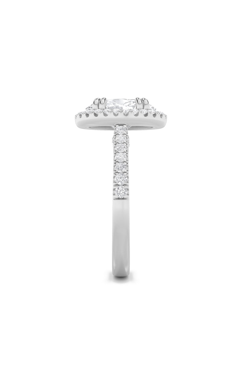 3CTW Oval Shaped Lab Grown Diamond (F/VS) Classic Halo Accented Engagement Ring in 14K Gold