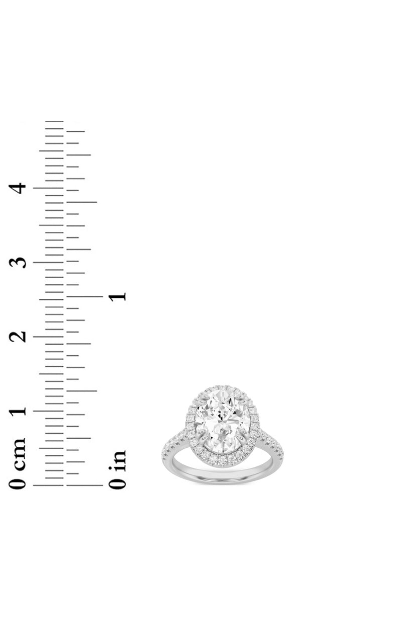 3CTW Oval Shaped Lab Grown Diamond (F/VS) Classic Halo Accented Engagement Ring in 14K Gold