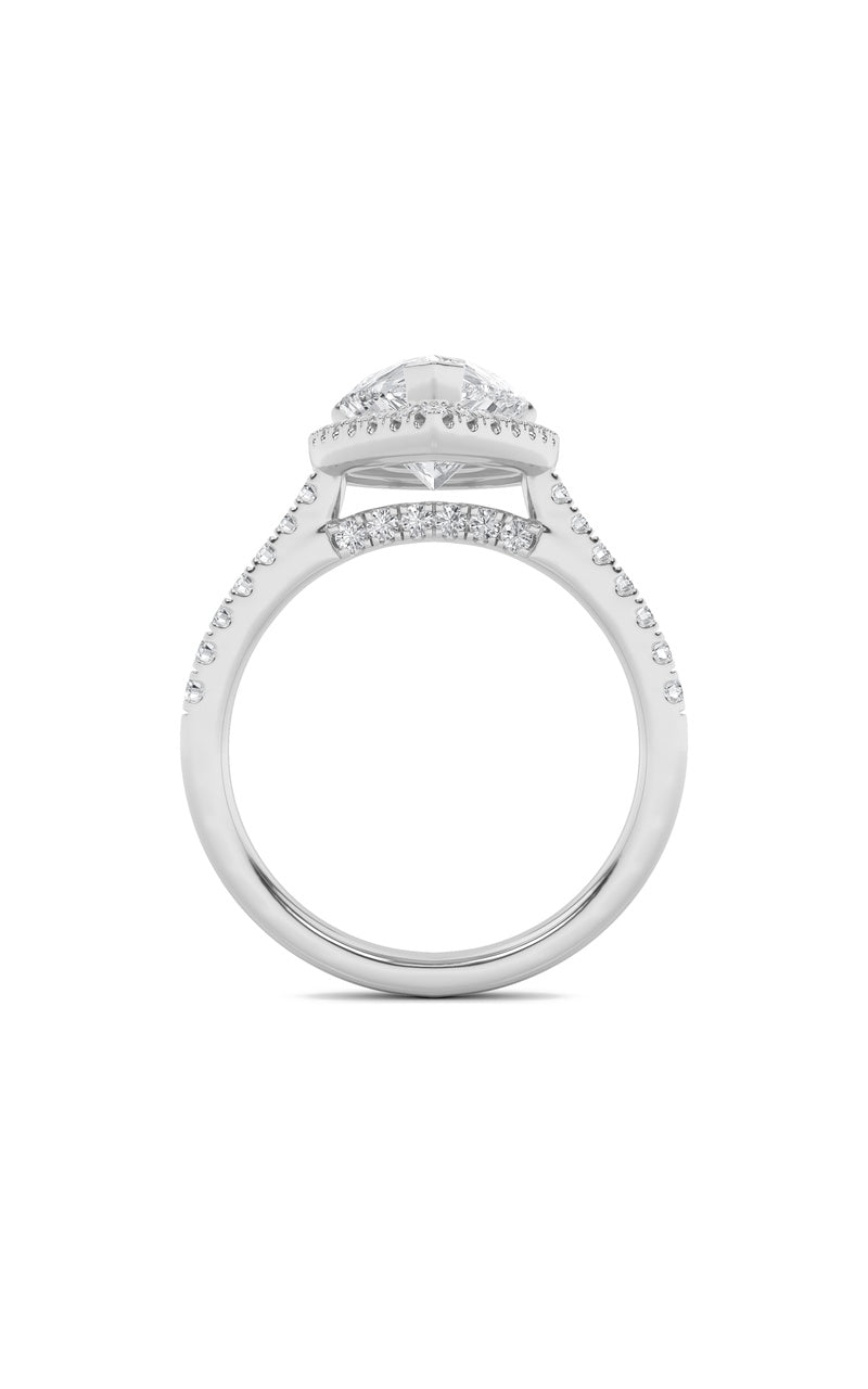 3CTW Pear Shaped Lab Grown Diamond (F/VS) Classic Halo Accented Engagement Ring in 14K Gold