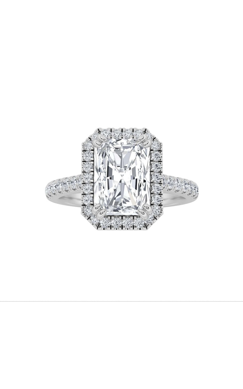3CTW Radiant Shaped Lab Grown Diamond (F/VS) Classic Halo Accented Engagement Ring in 14K Gold
