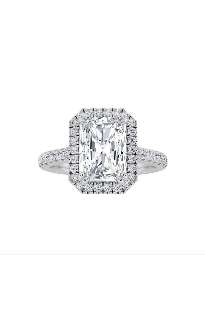 3CTW Radiant Shaped Lab Grown Diamond (F/VS) Classic Halo Accented Engagement Ring in 14K Gold