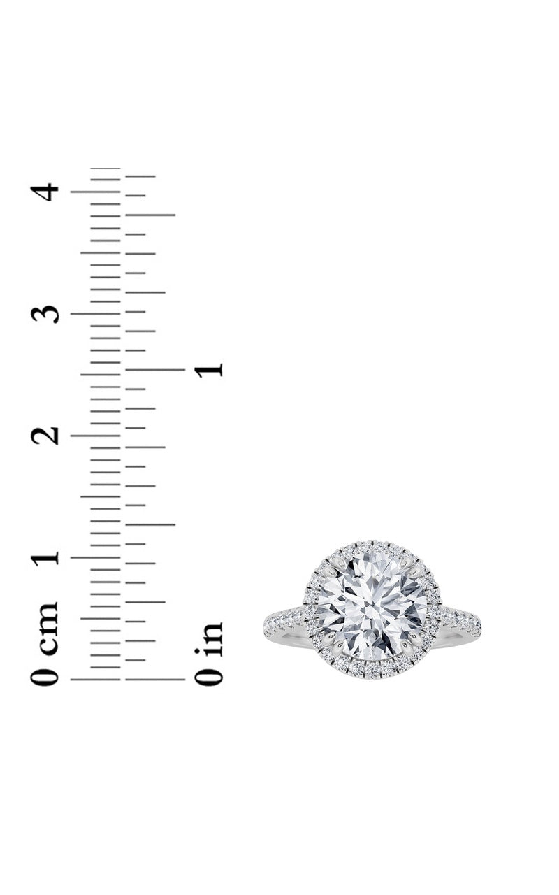 3Cttw Round Shaped Lab Grown Diamond (F/VS) Classic Halo Accented Engagement Ring in 14K Gold