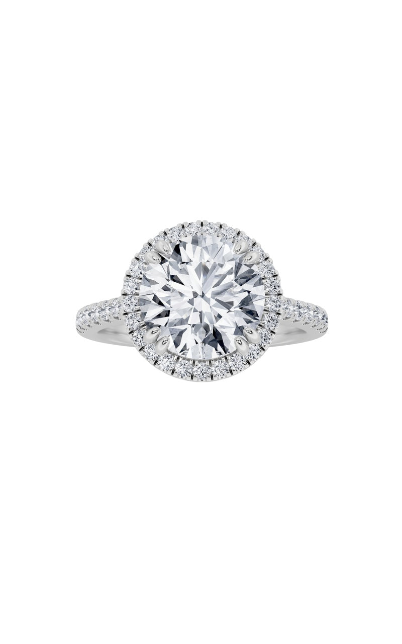 5Cttw Round Shaped Lab Grown Diamond (F/VS) Classic Halo Accented Engagement Ring in 14K Gold