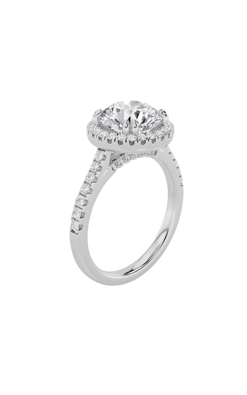 5CTW Round Shaped Lab Grown Diamond (F/VS) Classic Halo Accented Engagement Ring in 14K Gold