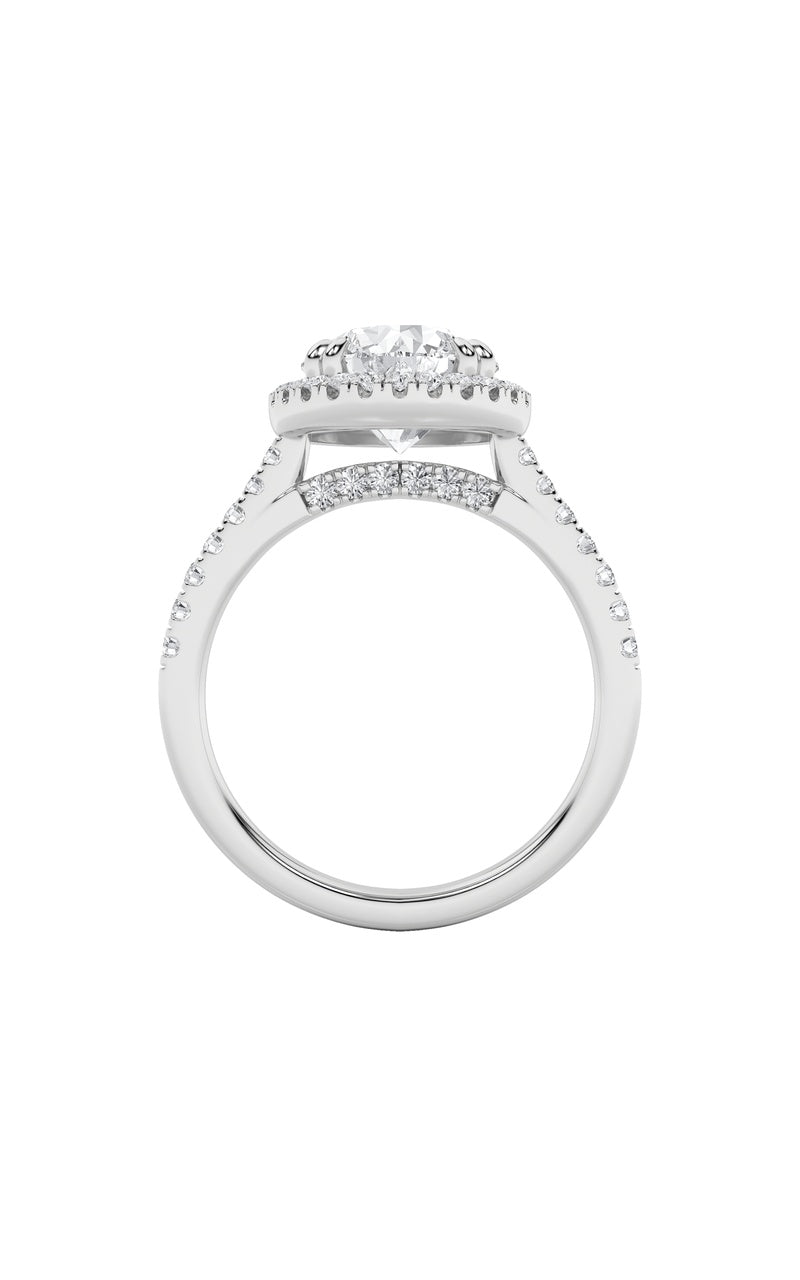 5CTW Round Shaped Lab Grown Diamond (F/VS) Classic Halo Accented Engagement Ring in 14K Gold