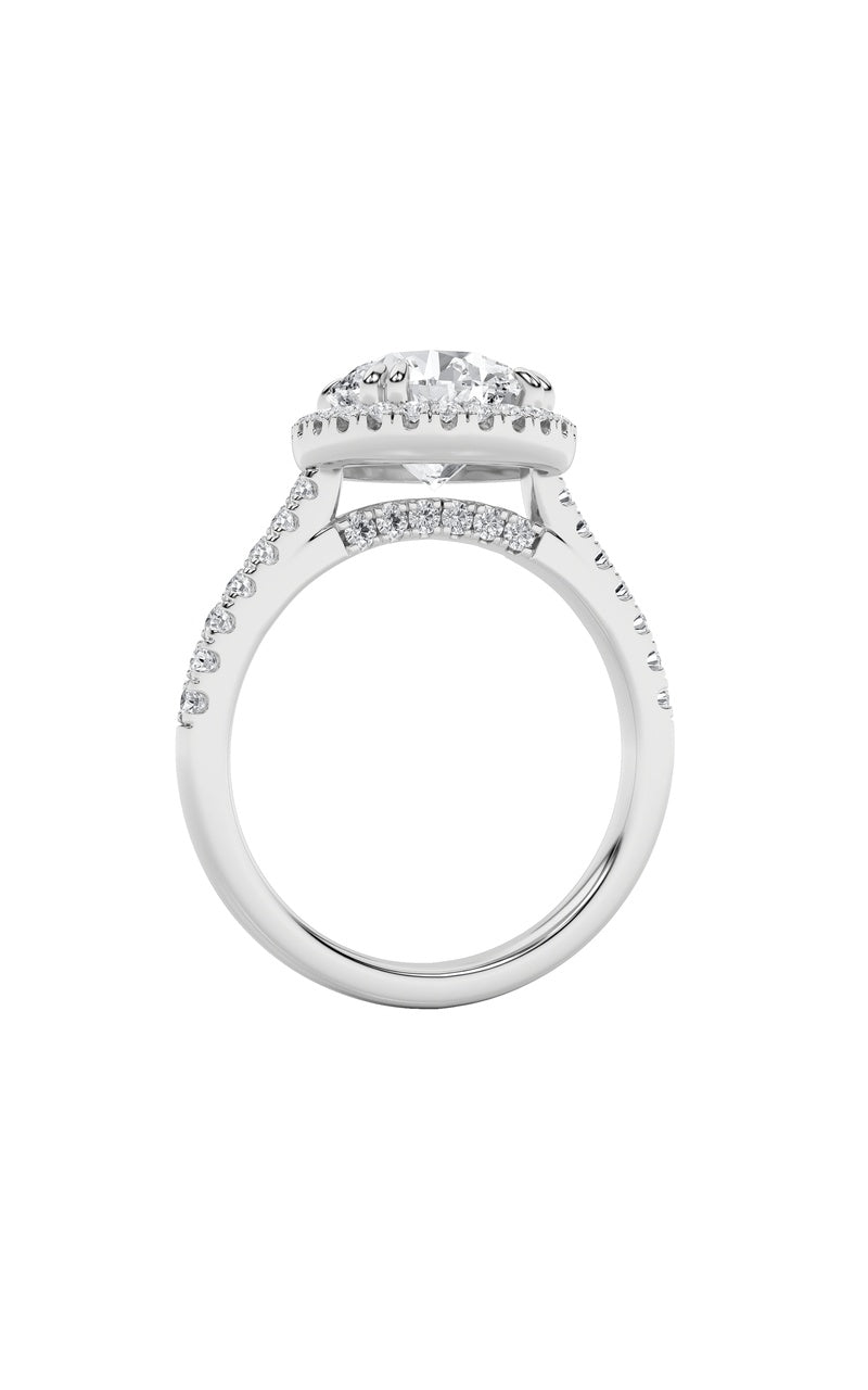 5CTW Round Shaped Lab Grown Diamond (F/VS) Classic Halo Accented Engagement Ring in 14K Gold
