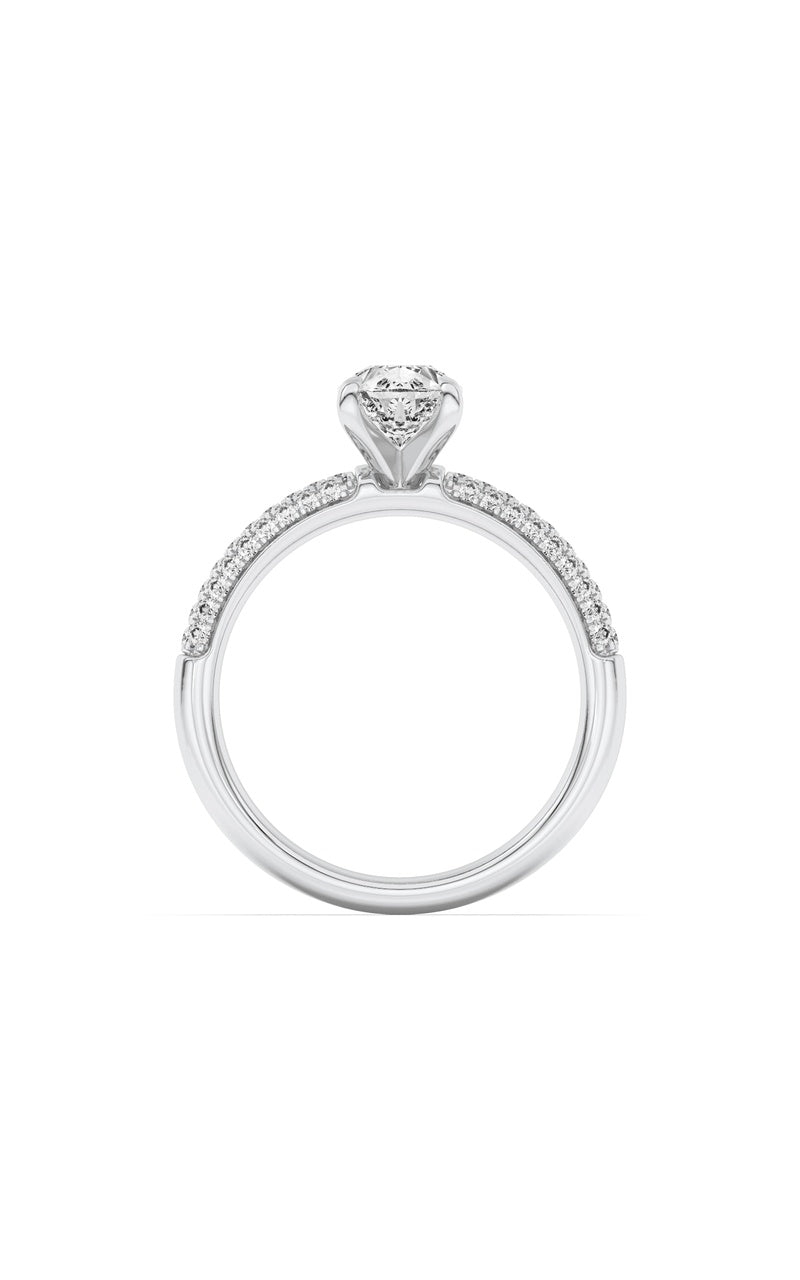 1.5Cttw Pear Shaped Lab Grown Diamond (F/VS) ThreeRow Micro Pave Engagement Ring in 14K Gold
