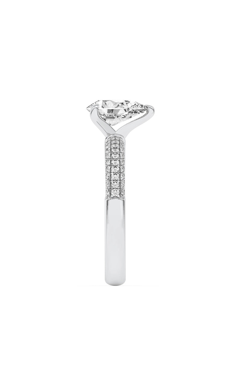 1.5Cttw Pear Shaped Lab Grown Diamond (F/VS) ThreeRow Micro Pave Engagement Ring in 14K Gold