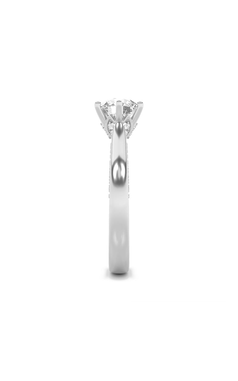 1.25CTW Round Shaped Lab Grown Diamond (F/VS) Tulip Motif Accented Engagement Ring in 14K Gold