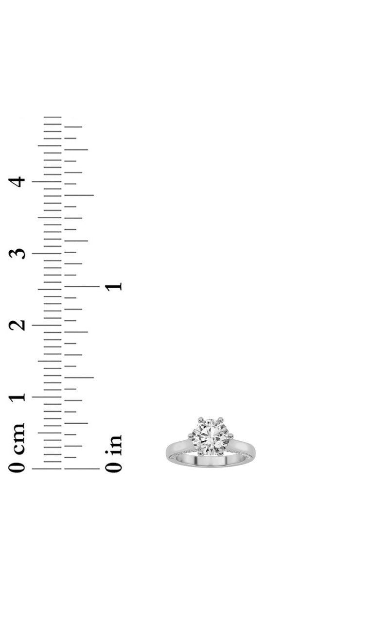 1.25CTW Round Shaped Lab Grown Diamond (F/VS) Tulip Motif Accented Engagement Ring in 14K Gold